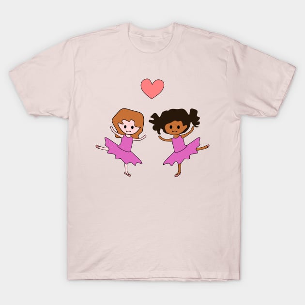 2 Cute Ballet Dancer Girls in Pink Tutus T-Shirt by Nutmegfairy